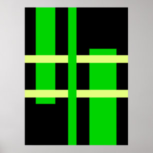 Abstract Modern Art Lines Green Yellow Black Poster