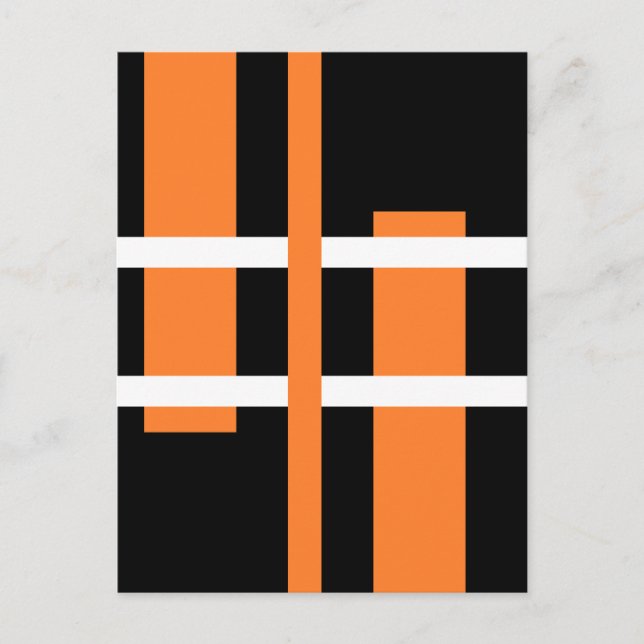 Abstract Modern Art Lines Orange White Black Postcard (Front)