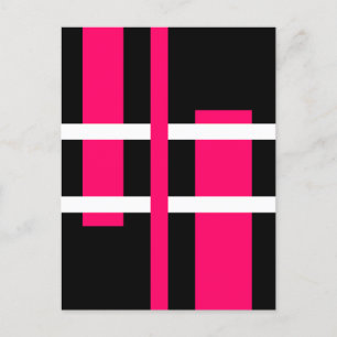 Abstract Modern Art Lines Pink White Black Postcard
