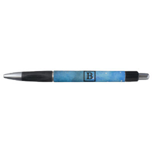 Abstract Modern Art Monogram Blue Black Watercolor