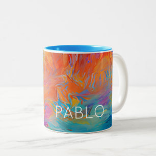 Abstract Modern Art Painting NAME Colourful Fun Two-Tone Coffee Mug