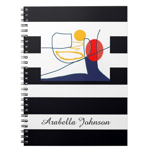 Abstract Modern Art Personalised Name Classic Chic Notebook (Front)