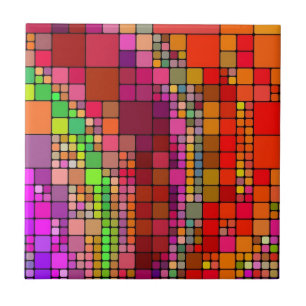 Abstract Modern Art Squares Colourful Colour Tile