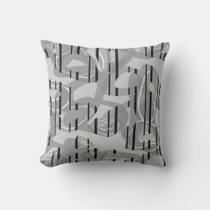 Abstract modern art striped grey ,white ,black cushion