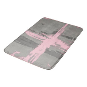 Abstract modern art style grey pink bath mat
