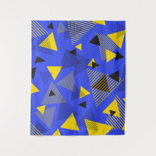 Abstract Modern Art Triangles Blue Yellow Black Tapestry