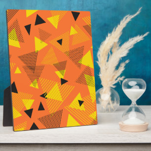 Abstract Modern Art Triangles Orange Yellow Black Plaque