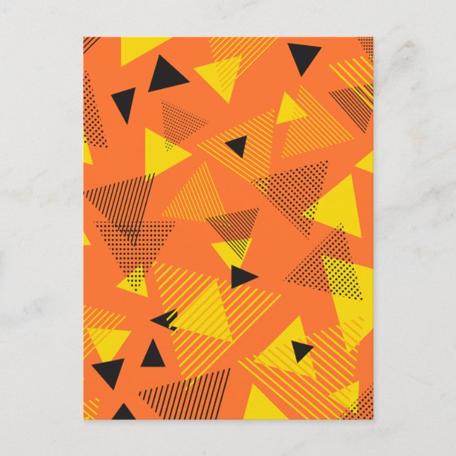 Abstract Modern Art Triangles Orange Yellow Black Postcard (Front)