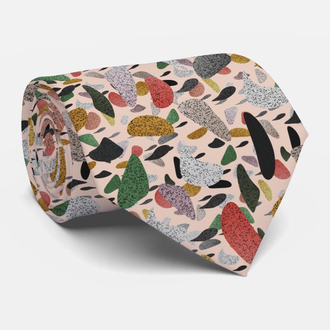 Abstract Modern Artistic Terrazzo Pattern Tie (Rolled)