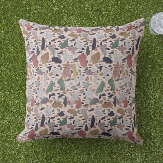 Abstract Modern Artistic Terrazzo Style Pattern Cushion (Grass)