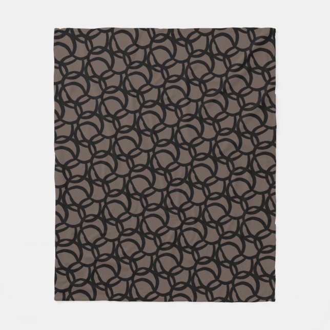 Abstract Modern Black and Brown Pattern Fleece Blanket (Front)