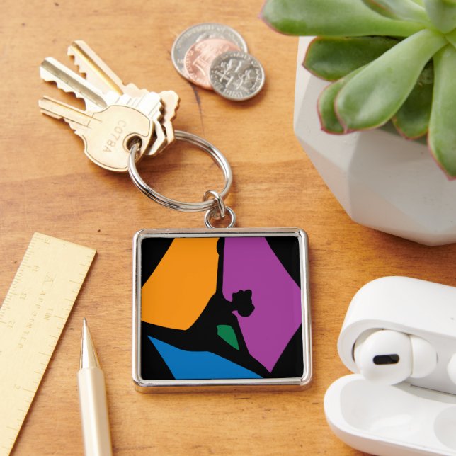Abstract Modern Black Dancer Key Ring (Desk)