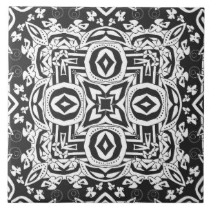 Abstract modern black white ornament decor mosaic ceramic tile
