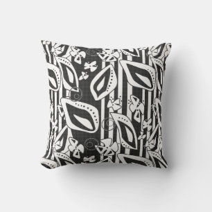 Abstract modern black white ornament decor mosaic cushion