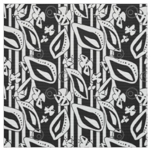 Abstract modern black white ornament decor mosaic fabric