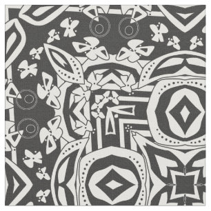 Abstract modern black white ornament decor mosaic fabric