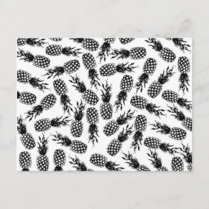 Abstract modern black white pineapple pattern postcard