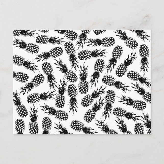Abstract modern black white pineapple pattern postcard (Front)