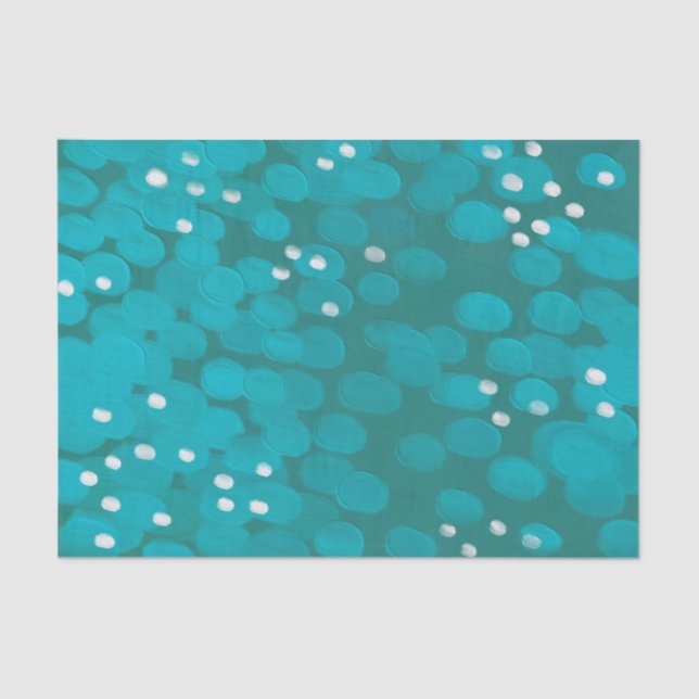 Abstract modern blue teal brush stroke painted tissue paper (Front)