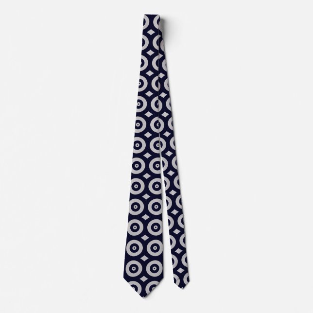 Abstract Modern Blue White Fractal Art Pattern Tie (Front)