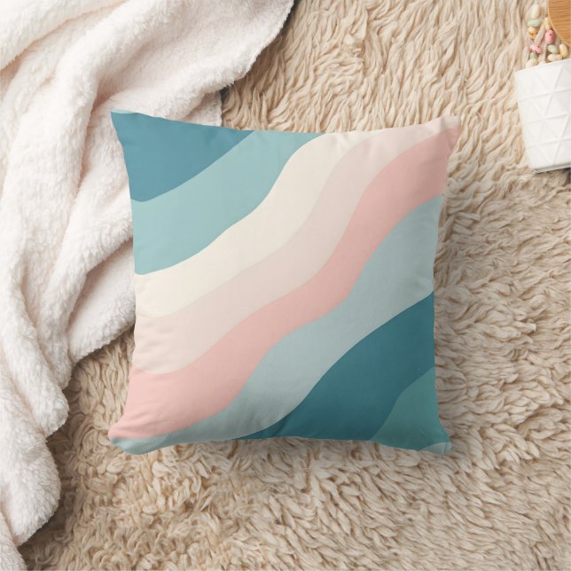 Abstract Modern Blush Pink Mint Collection Cushion (Blanket)
