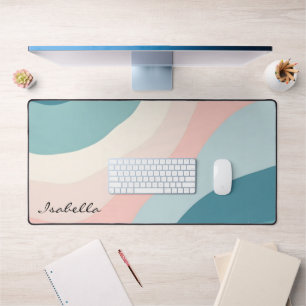 Abstract Modern Blush Pink Mint Collection Desk Mat