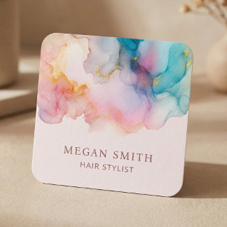 Abstract Modern Chic Alcohol Ink Square Business Card