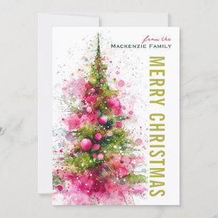Abstract Modern Christmas Tree Photo Personalised Holiday Card