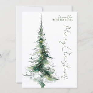 Abstract Modern Christmas Tree Photo Personalised Holiday Card