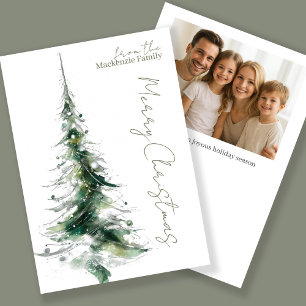 Abstract Modern Christmas Tree Photo Personalized Holiday Card