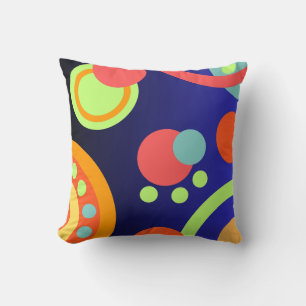 Abstract modern circles dots blue orange green cushion
