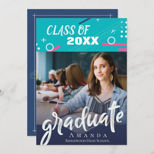 Abstract Modern Class Of 2025 Photo Graduation Invitation (Front/Back)