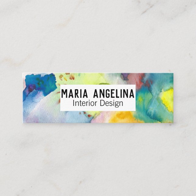 Abstract Modern COLORFUL Watercolor Mini Business Card (Front)