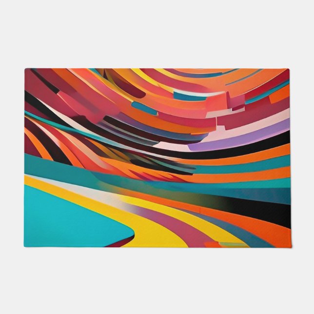 Abstract Modern Colourful Bright Pattern Bold Art  Doormat (Front)