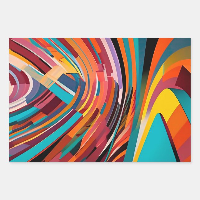 Abstract Modern Colourful Bright Pattern Bold Urba Wrapping Paper Sheet (Front)