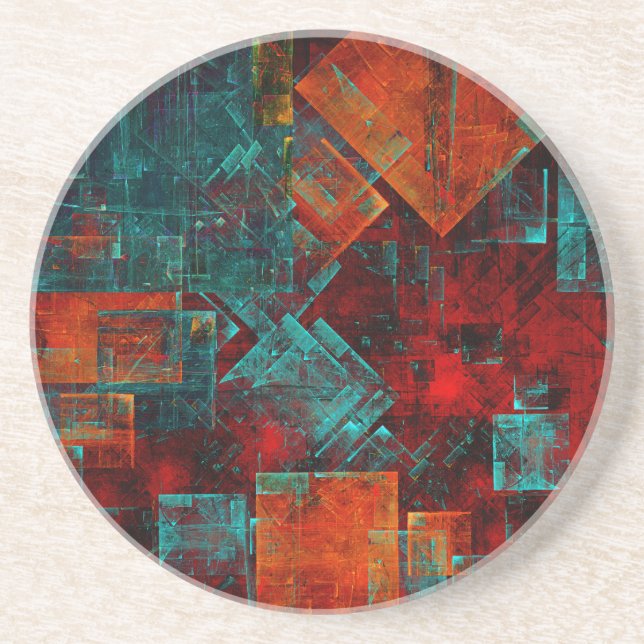 Abstract Modern Colourful Cool Artistic Pattern Coaster (Front)