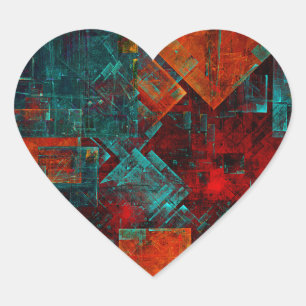 Abstract Modern Colourful Cool Artistic Pattern Heart Sticker