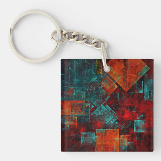 Abstract Modern Colourful Cool Artistic Pattern Key Ring (Front)