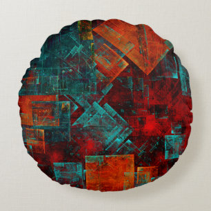Abstract Modern Colourful Cool Artistic Pattern Round Cushion