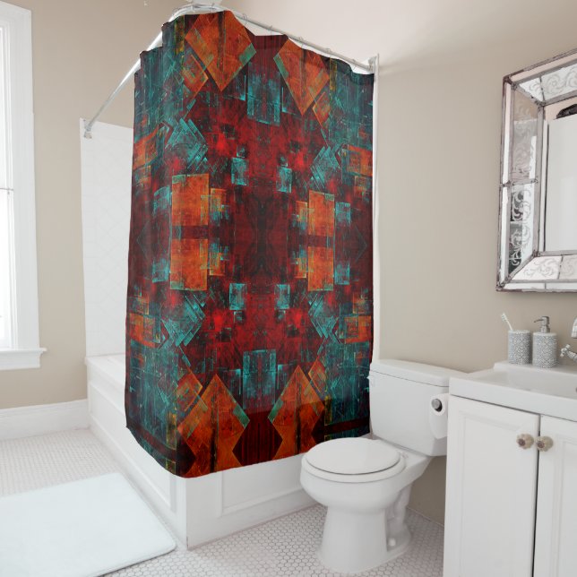 Abstract Modern Colourful Cool Artistic Pattern Shower Curtain (In Situ)
