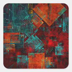 Abstract Modern Colourful Cool Artistic Pattern Square Sticker