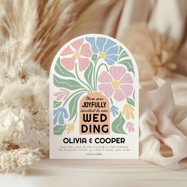 Abstract Modern Colourful Floral Wedding Invitation (Creator Uploaded)