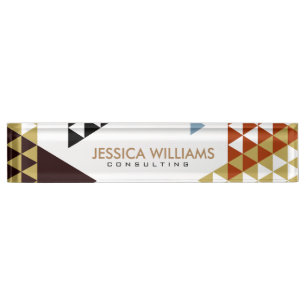 Abstract modern colourful triangles nameplate