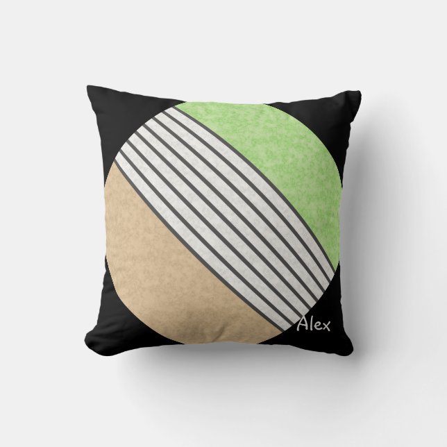 Abstract modern colours beige mint green white bla cushion (Front)