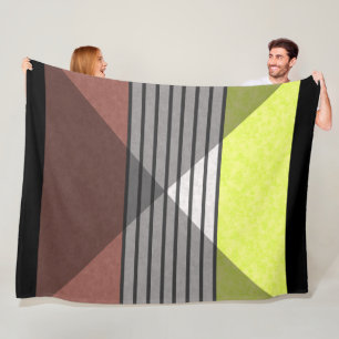 Abstract modern colours brown yellow lemon white b fleece blanket