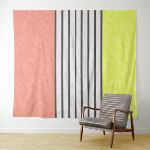 Abstract modern colours coral pink lime green whit tapestry