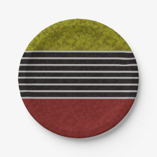 Abstract modern colours red green white black stri paper plate