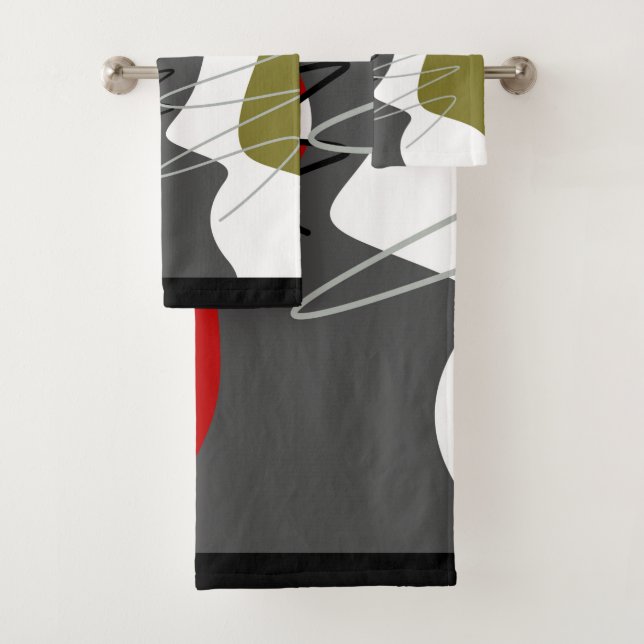 Abstract, Modern, Creative, Applique Throw Pillow Bath Towel Set (Insitu)