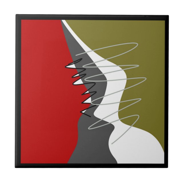 Abstract, Modern, Creative, Applique Throw Pillow Ceramic Tile (Front)