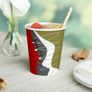 Abstract, Modern, Creative, Applique Throw Pillow  Paper Cups